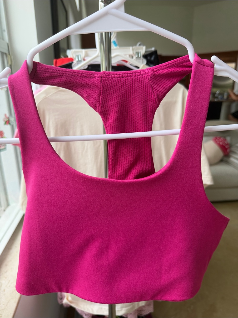 Athleta Hot Pink Racerback Crop Sports Bra